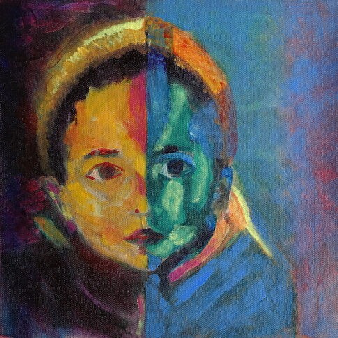 Samuel, acrylique sur toile de lin, 40×40